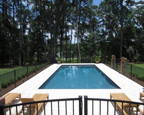 Bainbridge swimming pool construction featuring modern outdoor pool design.